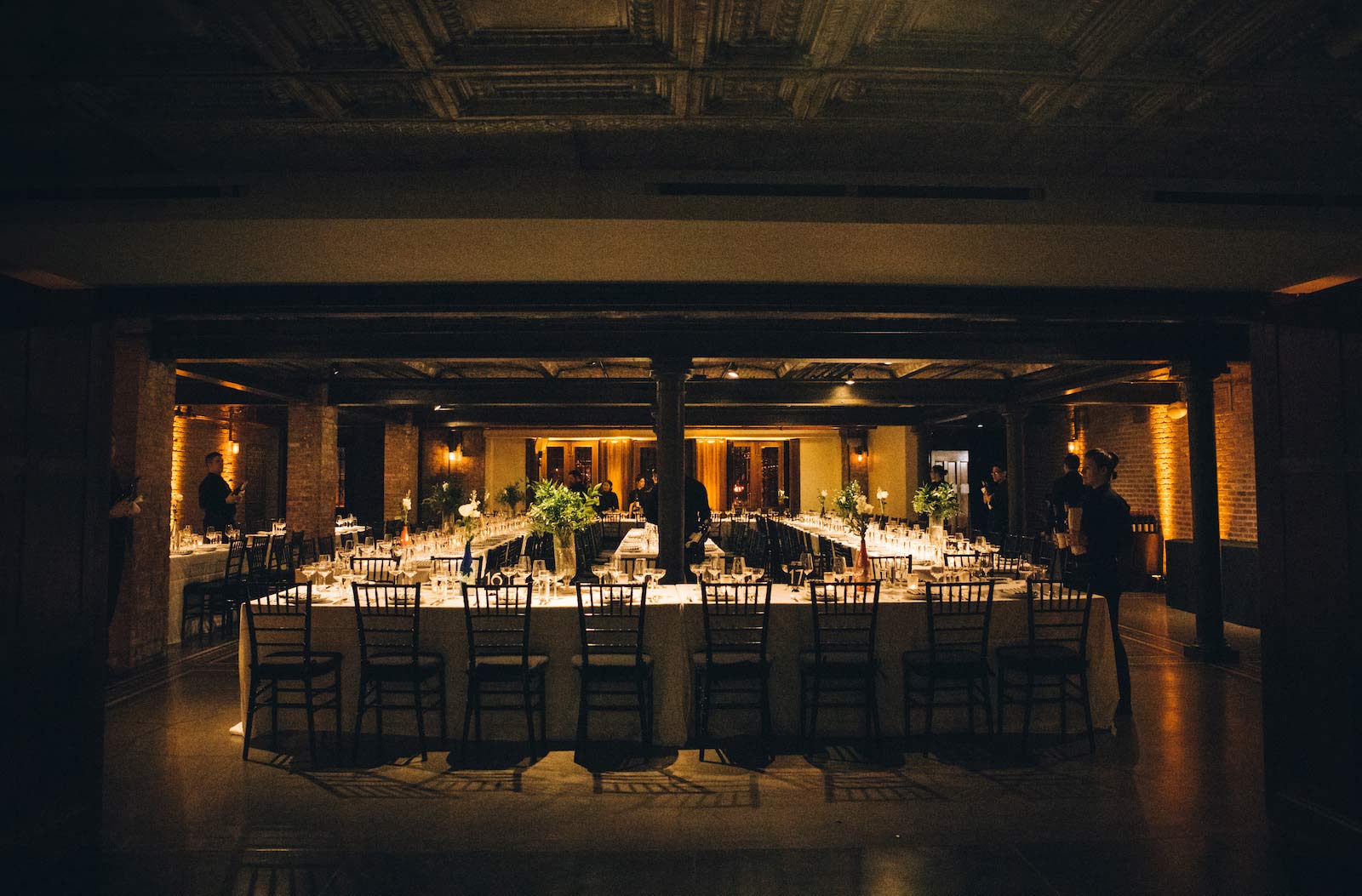 Wedding reception table setting at the Weylin in NYC