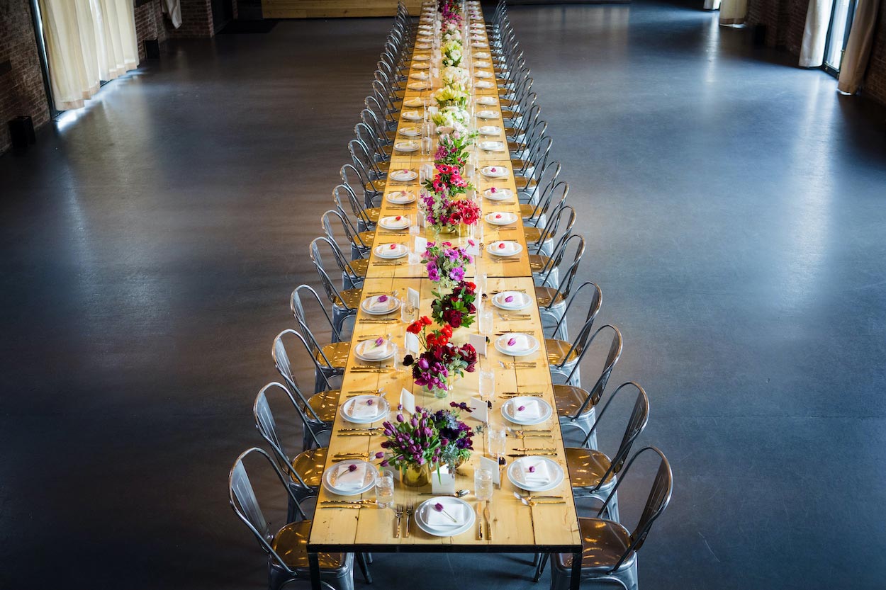 Bonbite catering 2018 Love Union Event table setting at The Green Building in Brooklyn NY